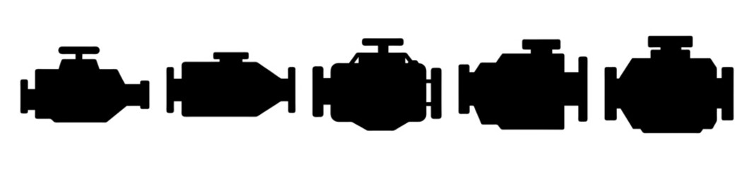 Five engine block silhouette variations in a side by side comparison view