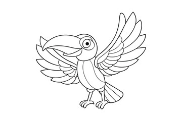 Obraz premium Tropical Bird coloring page , Black Tropical Bird outline vector bundle