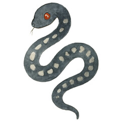 Fototapeta premium Graceful Snake: A charming depiction of a snake, showcasing its elegant coils, expressive eyes, and subtle patterns, it is an eye-catching illustrative representation of the mysterious creature.