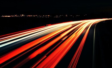 Night Highway With Light Trails