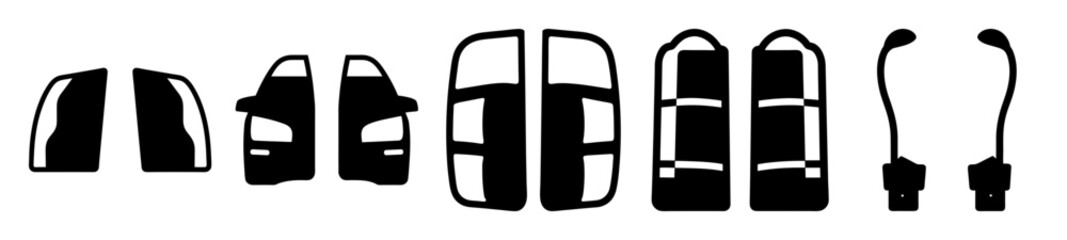 Monochrome Abstract Graphic Illustration of Vehicle Components in Black and White