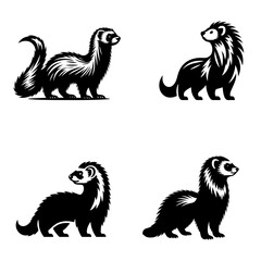 Ferret Silhouette Set – Dynamic Poses in Minimalist Style