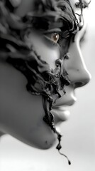 Liquid Sculpture, Face, Studio, Abstract Art