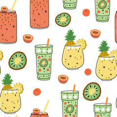 Cocktail glass drink bright seamless pattern. Alcohol cocktail drink party background. Vector illustration