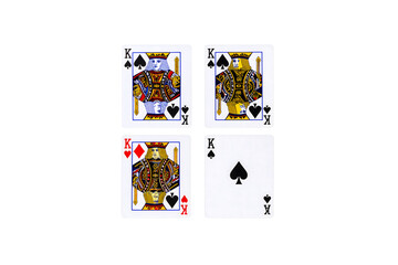 Playing cards kings spades diamonds close up view red on transparent background