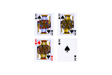 Playing cards kings spades diamonds close up view red on transparent background