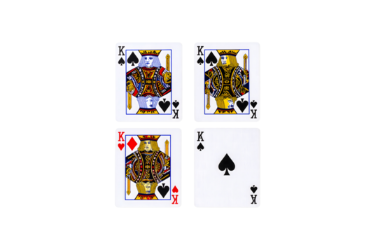 Playing cards kings spades diamonds close up view red on transparent background