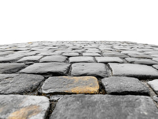 a cobblestone road in perspective on a transparent background
