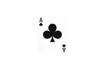 Ace of clubs playing card simple black white design on transparent background