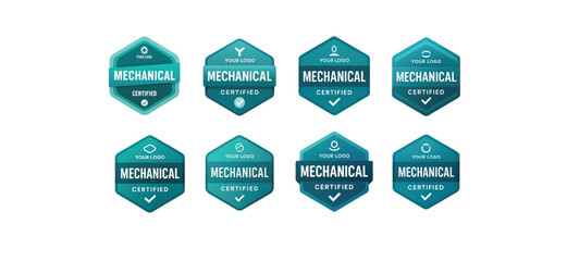 Modern Mechanical Certification Badge Vector Set – Professional Inspection & Engineering Label Design Pack