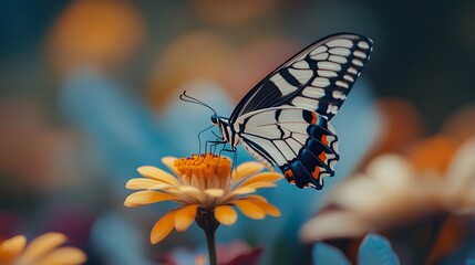 A macro shot of a colorful butterfly wing under bright