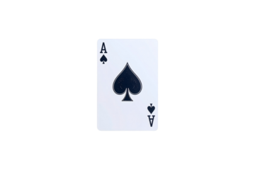 Single ace of spades playing card bet game suit risk on transparent background