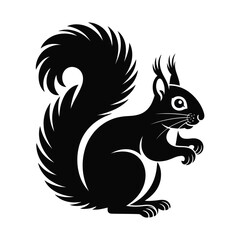 Black Silhouette of a Squirrel Sitting Profile View animal wildlife