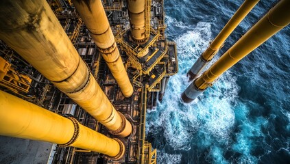 Offshore Oil Rig Platform Amidst Powerful Waves