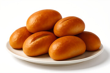 Crispy bread rolls isolated on white