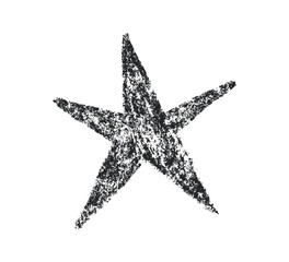 Crayon star drawing. Doodle chalk star symbol. Hand drawn childish pastel design element. Crayon texture shine. Pencil sketch twinkle icon. Vector illustration on white background.