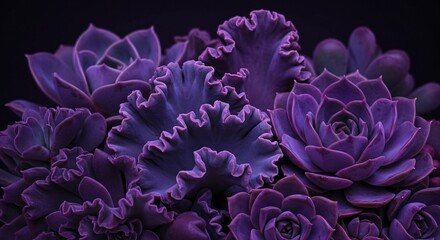 Obraz premium Dark purple succulent plant arranged in a decorative bowl, botanical decor for modern home and office decoration.