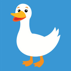 Cute Cartoon White Duck Vector Illustration with Orange Beak silhouette, Duck vector silhouette, Duck Clipart design, a cartoon of a duck