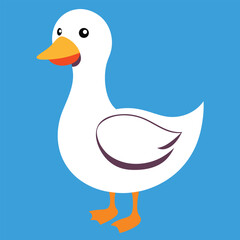 Cute Cartoon White Duck Vector Illustration with Orange Beak silhouette, Duck vector silhouette, Duck Clipart design, a cartoon of a duck
