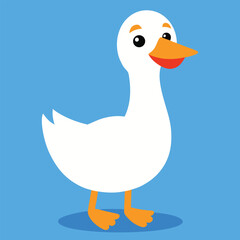Cute Cartoon White Duck Vector Illustration with Orange Beak silhouette, Duck vector silhouette, Duck Clipart design, a cartoon of a duck