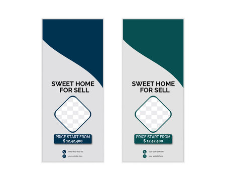 Collection of door hanger backgrounds and mockups. Vector illustrations featuring professional corporate door hanger designs. Templates tailored for construction, handyman, and home repair services. - Powered by Adobe