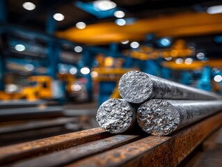 Metal rods factory storage industrial