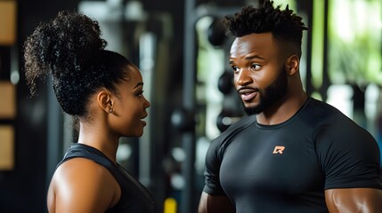 A personal trainer guiding a client in a gym session