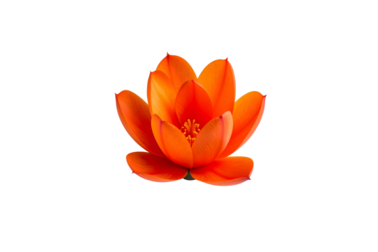 Vibrant orange flower blossom isolated on red art on transparent background