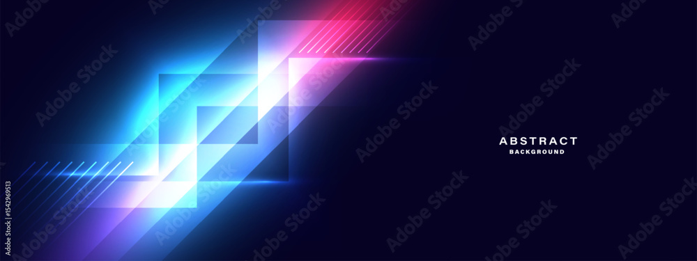 Poster futuristic abstract background with glowing geometric shapes