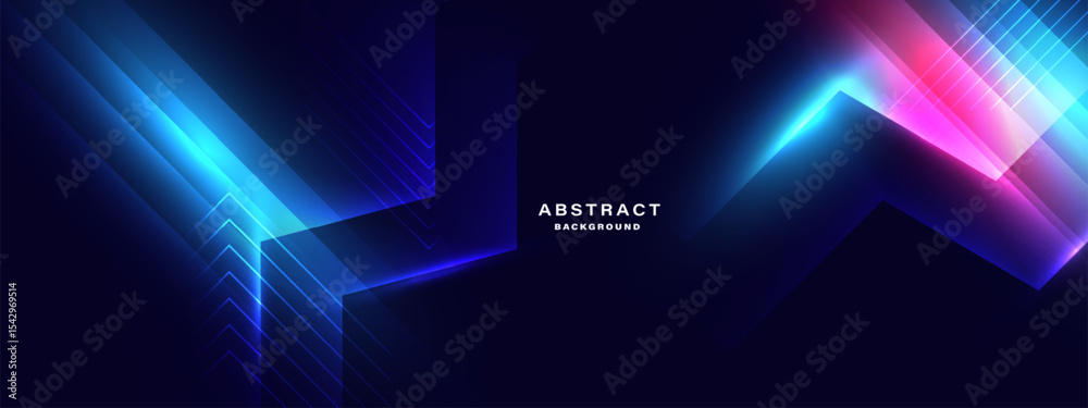 Poster futuristic abstract background with glowing geometric shapes