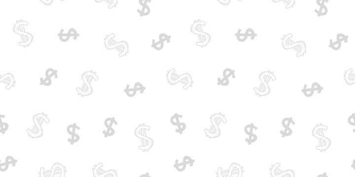 Dollar pattern background. Dollar Doodle seamless pattern background. US dollar pattern background. Seamless pattern of the symbols of dollar currency background.