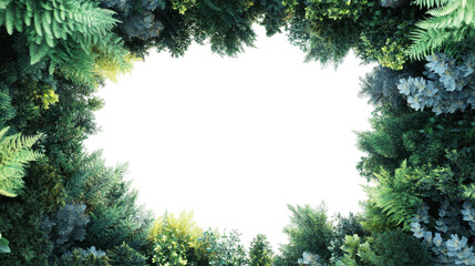 Lush Green Forest Canopy Framing a Natural Opening with Vibrant Foliage and Sunlight