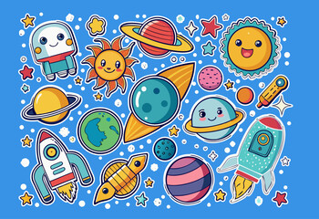 space cosmonaut planets sun earth rockets 