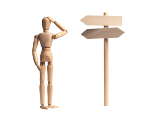 Wooden mannequin in mid-air, arms and legs outstretched, isolated on white background.