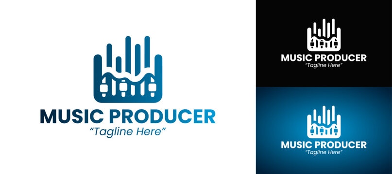 Dynamic Music Producer Logo Featuring Soundwave and Bold Colors