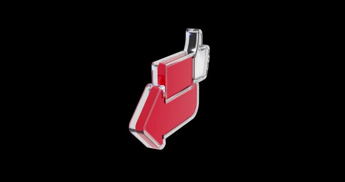 Like and Share icon. Social symbol in fancy 3D style. Thumbs up and arrow combined in a single icon. Modern round label. 4K loop animation with alpha channel