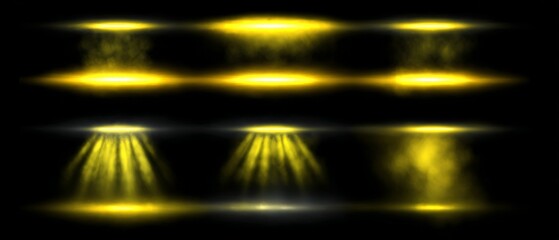 Golden Spotlight Effects On Black Background