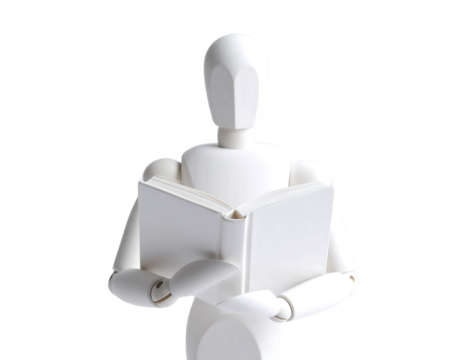 Wooden Model Reading a Book - Powered by Adobe