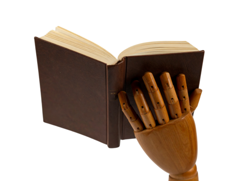 Miniature Wooden Figure with Book  - Powered by Adobe