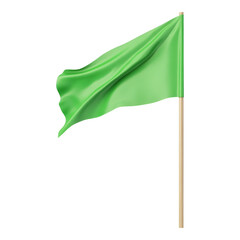 Green Flag on a Stick with Transparent Background for Design Use