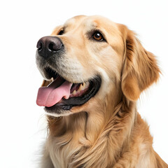 beautiful golden retriever dog isolated on white background