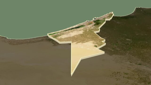 Al Iskandariyah region, Egypt, extruded. Map animation