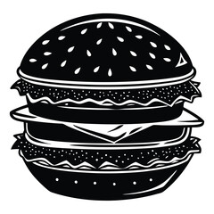 Double cheese burger silhouette icon vector illustration design on white background