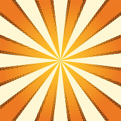 Comic Book Style Exploding Sun, Classic Striped Background, Comic Dotwork