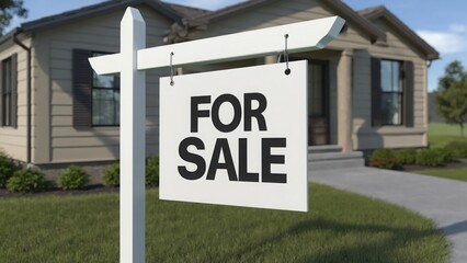 Fototapeta premium For sale sign with country house in background