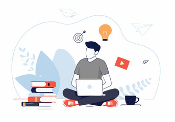 Vector illustration of doctor and nurse working in a business office, a cartoon concept design with medical icons and symbols