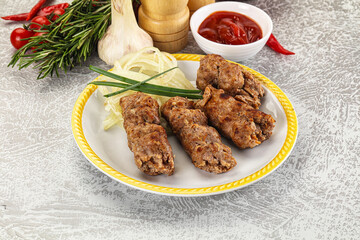 Beef kebab minced meat with onion