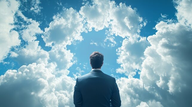 A businessman interacts with a virtual SaaS system showcasing cloud-based software services and internet networking solutions