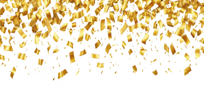 Gold confetti falling dark background