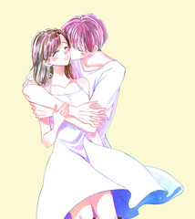 イチャイチャしている男女　夏